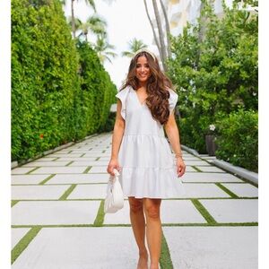 Buddylove Ronnie Ruffle Sleeve Vegan Leather Dress Cream Size Large